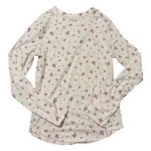 No Boundaries Cream Floral Ribbed Long Sleeve Top